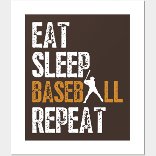 Eat Sleep Baseball Repeat, Funny Baseball Players Kids Boys Posters and Art